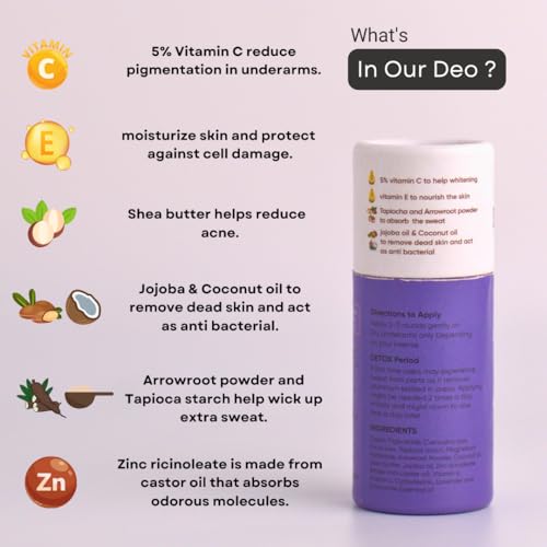 Image of Bitamin Natural Deodorant Underarm Roll On with 5% Vitamin C | Natural Deodorant for Men & Women | Made in India | No Aluminium, No Alcohol, No Parabens & No Triclosan | 8 Hour Odour Control | Lavender & Chamomile - 30g (Pack of 1)