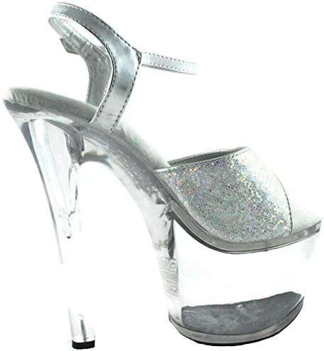 Ellie Shoes Women's 7 Inch Heel Silver Glitter Sandal (Silver Glitter;6) | Image 4