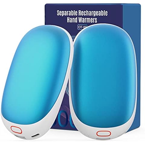 Jonwall Hand Warmers Rechargeable, 2-Pack 5000mAh Reusable Magnetic Hand Warmer Electric Portable Pocket Warmer, USB Battery Operated Power Bank Hand Heater Great Gift for Women Men Blue Cover