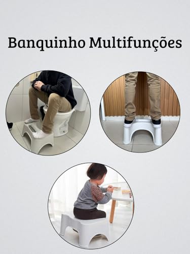 Banquinho de Cócoras Ergonomico Vaso Sanitário Apoio de Pés Para Evacuar, Suporte de Celular Exclusi
