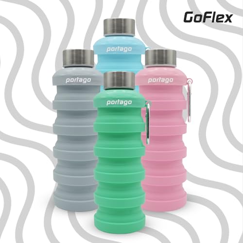 Portago Goflex | 17 oz/500 ml, Collapsible Water Bottle for Travel, Hiking, Camping, Sports, Gym, and Fitness, BPA Free Silicone, Flexible and Leak Resistant, Portable Carabiner (Mint) - Image 6
