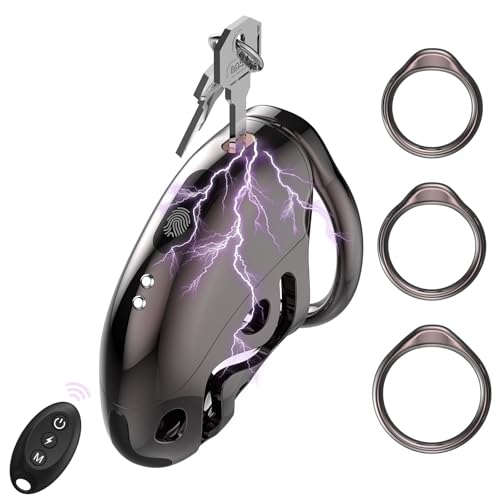 Electric Male Chastity Cage, Remote Control Cock Cage with 6 E-Stim Intensities, Comfortable Bondage Lock Sex Toy for Men, Perfect for Long-Term Wear, Erection Control & Bondage Play