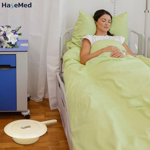 HaseMed Steckbecken aus Kunststoff 31 cm 1 Stück – Hygienische und robuste Bettpfanne mit Deckel – Ideal für Pflegebett & Klinik – Wiederverwendbar & leicht zu reinigen - Elfenbein