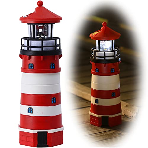 Phare solaire extérieur 30cm balise rotative déco jardin enfant rouge