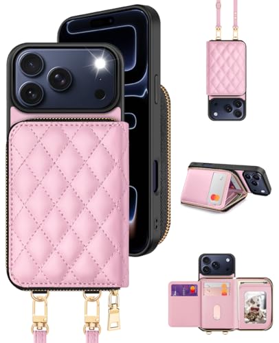 Coque portefeuille iPhone 17 Pro Max housse cuir antichoc avec sangle
