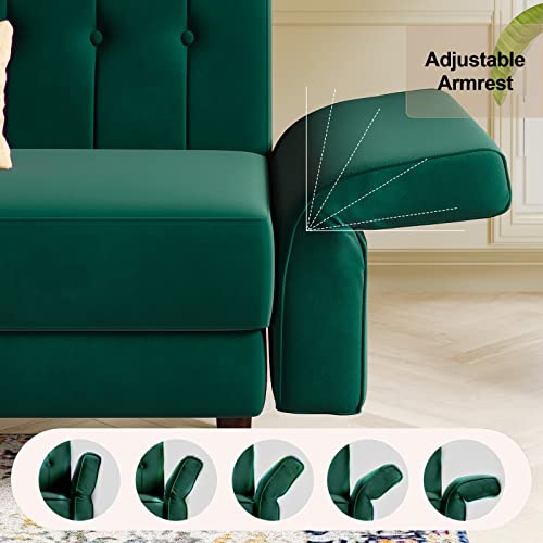 Belffin Velvet Convertible Futon Sofa Bed Memory Foam Futon Couch Sleeper Sofa Green #TOP5
