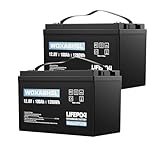 WOXABHSL 2PCS 12V 100Ah LiFePO4 Battery, 15000+ Cycles 100A BMS, 1280W Output, FCC&UL Certified for RV/Solar/Marine/Off-Grid