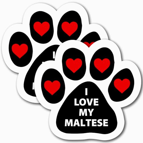 Image of I Love My Maltese Car Magnet, 5 Inch, 2 Pack, Waterproof Dog Lover Gift | Heavy Duty Accessory, Magnetic Decal for Cars, Trucks and SUVs or Any Magnetic Surface, Crafted in USA