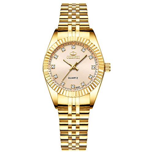 Montres pour femmes Acier inoxydable Sport reloje analogique à quartz étanche mode classique Casual Luxe modernes Muchachas Dress Montre de bracelet Doré Cover