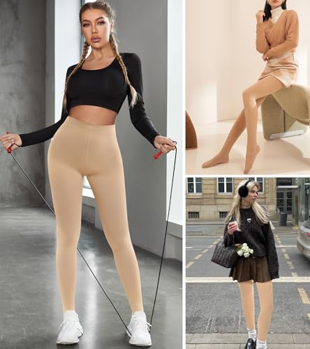 Image of Women's Opaque High Waist Basic Tight Pantyhose Soft Solid Color Control Top Tights