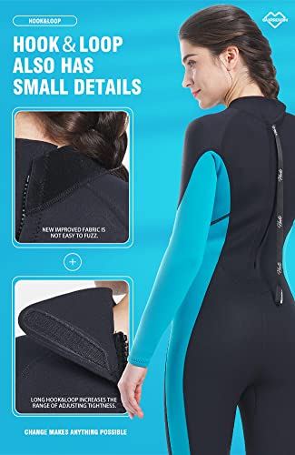 Hevto Women Wetsuits 3Mm Neoprene Full Diving Wet Suit Surfing Keep Warm In Cold Water Back Zipper For Swimming Sup (W01-Blue1, L) #TOP5