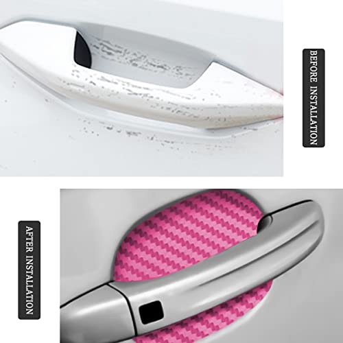 CGEAMDY 4PCS Exterior Car Stickers, Carbon Fiber Protection Film für Autofolie, Kratzfeste Schutzfolie, Universal Fit für die meisten Fahrzeuge (Rosa)