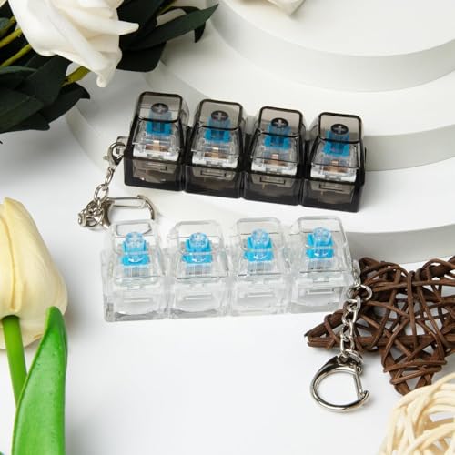 Image of Mechanical Keyboard Switch Fidget Toy Keychain, Clicky Stress Relief Button Toy with 4 Keys Portable Desk Gadget