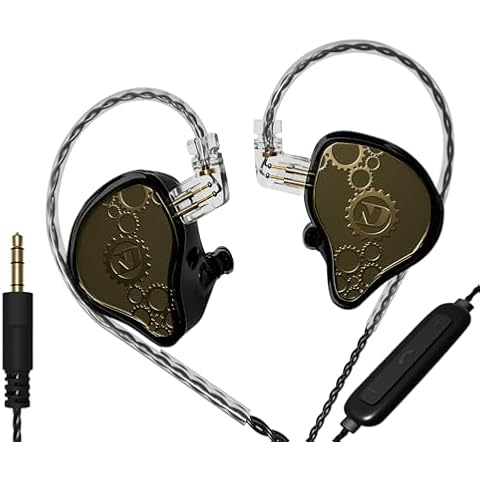 FEDAI ND Venus in Ear Monitor Headphones, 10mm Double Magnetic Dynamic Driver IEM Earphones, HiFi Wired Gaming Earbuds, 2 Pin Detachable Cable (with Mic, Black, 3.5mm Plug) Cover