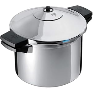 Kuhn Rikon Pressure Cooker Duromatic Inox 6L/24cm Food Steamer with Side Grips. Multi Cooker Hotpot with Auto Lock Lid. Stainless Steel Pot. Instant Cook Pot – 10 Year Kuhn Rikon Cookware Guarantee