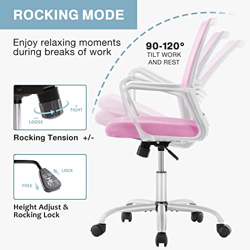 Ergonomic Home Office Chair – Adjustable Desk Chair With Lumbar Support And Armrest, Mid Back Mesh Task Chair With Padded Seat, Tilt Function, Swivel Rolling For Office, Executive, Study #TOP5