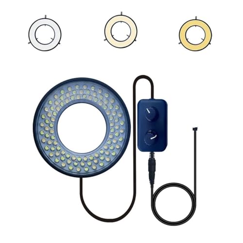 顕微鏡キット 顕微鏡 LED リングライト USB 5V 4 ゾーン色温度調整可能なステレオ Microscopio 顕微鏡レンズアダプター (Color : USB 96 LEDs CW WW)