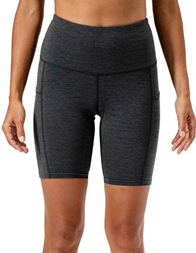 Devops Women's 2-Pack High Waist Workout Yoga Running Exercise Shorts With Side Pockets (Medium, Black/Heather Charcoal) #TOP4