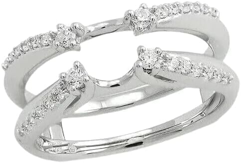 Drizzle Jewels 1.20Ct Round Cut Lab Created Moissanite Wedding Ring Enhancer, 14K White Gold Plated Sterling Silver 925