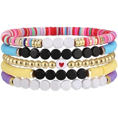 Emibele 5 Pack Heart Stretch Bracelets Cover