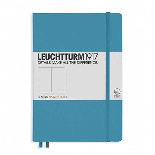 Leuchtturm1917 Medium Size Hardcover A5 Notebook, Plain Pages, Nordic Blue