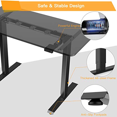 Ergear Electric Height Adjustable Standing Desk, 48 X 24 Inches Stand Up Desk Workstation, Sit Stand Desk Home Office Table With Solid Wood Splice Tabletop Black #TOP3