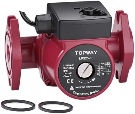 TOPWAY 115V 17 GPM Flanged 3-Speed Cast Iron Hot Water Circulation Recirculating Pump Circulator Pump for Water Heater System