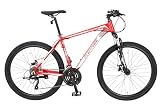 「組立動画あり」【スピードワールド】マウンテンバイク MTB自転車 27.5インチ 軽量アルミフレーム ディスクブレーキ 21段変速 サスペンション付き 自転車 オシャレ 通勤 通学 大人 男性 女性 学生 (レッド)