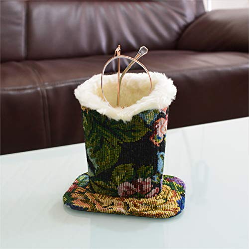 Baitaihem Pack Of 2 Plush Lined Eyeglasses Holder Stand Protective Glasses Case For Desks Or Nightstands(Dark Floral Design) #TOP5