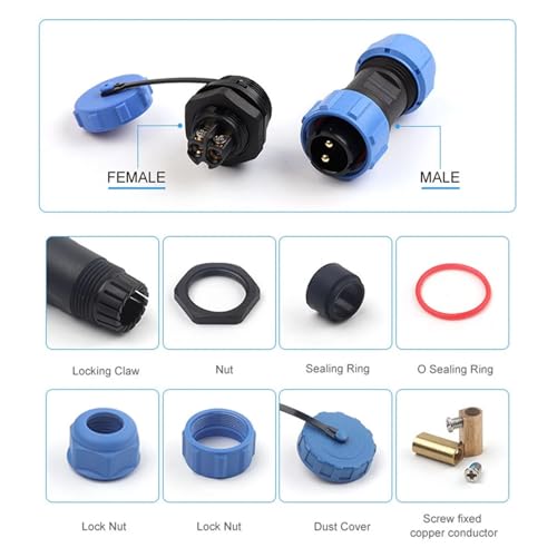 Conector SP13 de 3 pines para automatización del hogar y cableado de jardín IP68 4