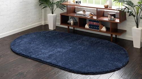 Alfombra Ovalada Azul Marino 3'3" x 5'3" Rugs.com miniatura 3