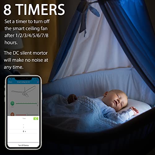 Ceme Smart Ceiling Fan With Lights, Indoor & Outdoor Ceiling Fan With Remote, 10 Speeds Smart Ceiling Fan Works With Alexa, Siri & Google, 52 Inch Modern Ceiling Fan With Dc Motor, Black Ceiling Fan #TOP6