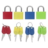 Healvian Kleiner Metall Kofferschloss 4 Stück mit Schlüssel Kleines Vorhängeschloss aus Kupfer in Mehreren Farben Robustes Gepäckschloss für Koffer Rucksäcke Schulspinde und Laptoptaschen