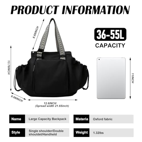 Image of Multifunctional Travel Organizer Bag for Ladies - Doubles as a Stylish Backpack, Crossbody and Shoulder Bag, Boasts Great Storage Capacity(Black)