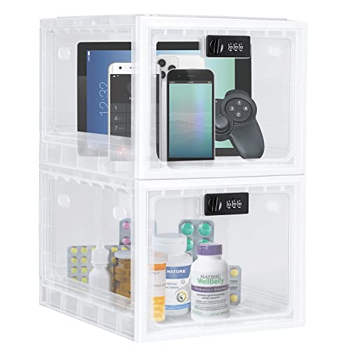 Lalifebuss Medicine Lock Box, Medication Lockable Container for Refrigerator Food Safe Locking Locker Tablet Phone for Kitchen Home School and Office Safety