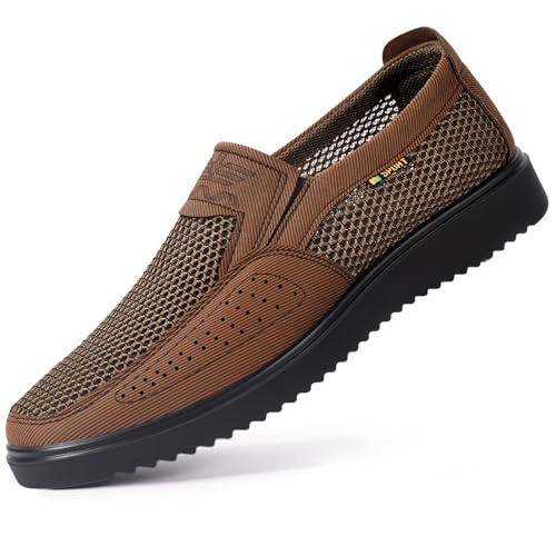 KADIROYA Mens Loafers Casual Slip On Dress Shoes for Men Indoor Outdoor Summer Mesh Walking Shoes House Slippers (11 US, Coffee)