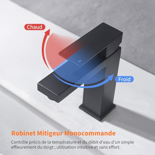 Robinet de lavabo noir mat BuntHaus pour salle de bain moderne
