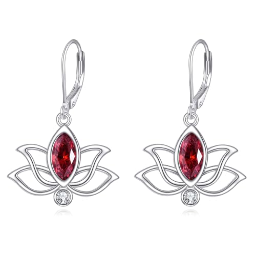 YFN Lotus Ohrringe für Damen 925 Sterling Silber Lotus Hängend Ohrringe Blume Schmuck Geschenk für Mädchen, Plata de ley, Sin piedra preciosa