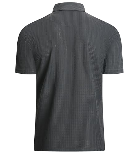 Alex Vando Mens Bubble Jacquard Polo Shirt Super Stretch Short Sleeve Polo Shirts for Men