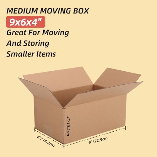 9x6x4 Shipping Boxes Set of 6, Brown Kraft Corrugated Cardboard Small Boxes Mailers for Packaging(22.86x15.4x10.1 cm)
