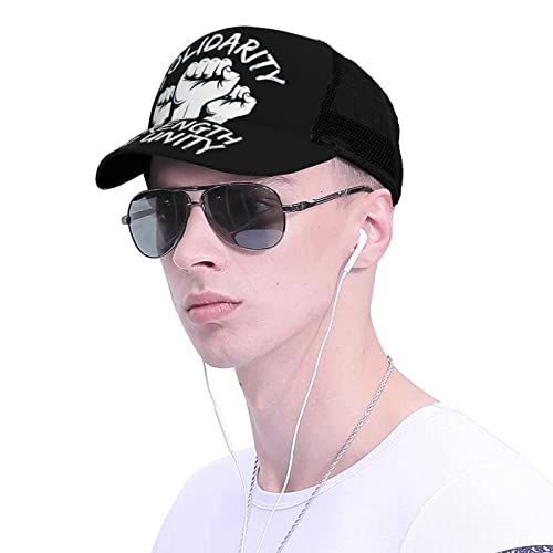 Solidarity Strength In Unity Labor Day Union Worker Laborer Baseball Caps For Men Women Mesh Baseball Hat For Dance Baseball Cap Adjustable Adult Vintage Hat Black #TOP3