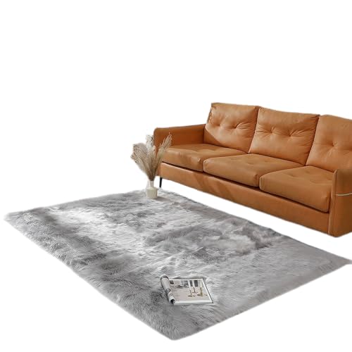 Alfombra rectangular de piel sintética suave de pelo largo linmopm para sofá 2