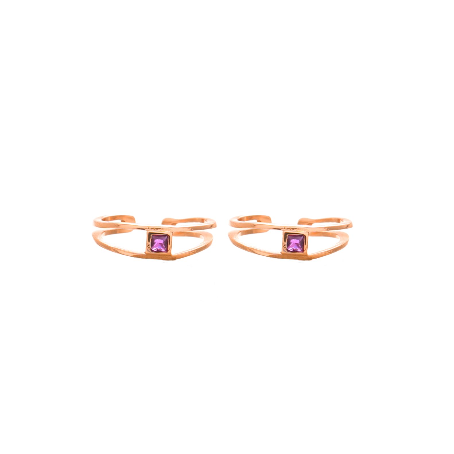 Rose Gold Toe Rings with Purple Crystal, Adjustable, Minimal & Elegant - Lovely Gift-image-18