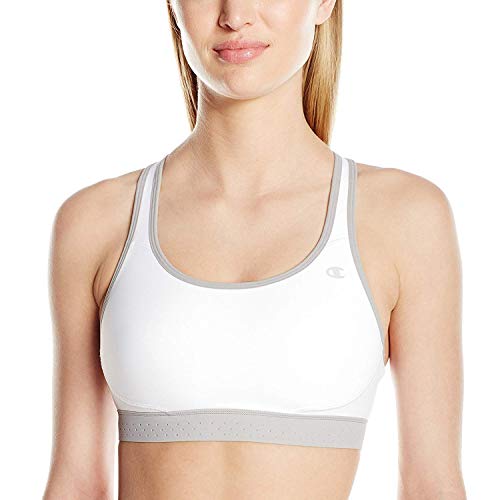 Champion womens Absolute Max Sports Bra With SmoothTec Band,white/ice glaze,Large