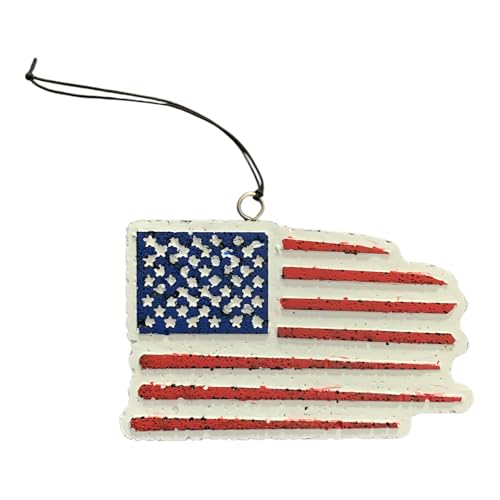 Scented American Flag Shaped Hanging Car Air Freshener, Auto Ornament, Highly Fragrant, Made in USA, Handmade, Patriotic, Veteran, Military Service (Blueberry Cheesecake, Red White Blue)