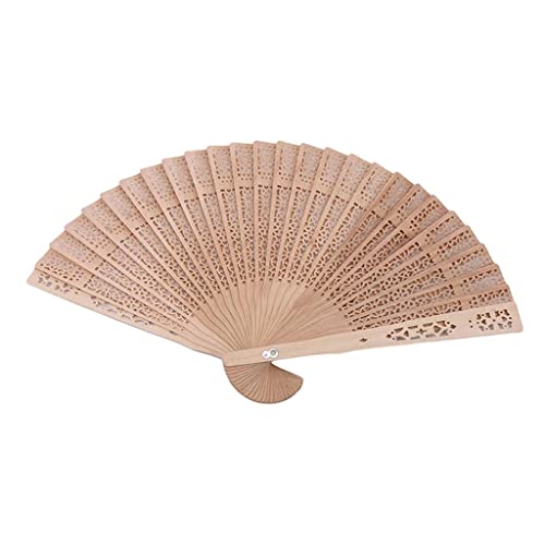 MVNOIRE Fashion Hollow Wood Fan Chinese Classical Decorative Folding Female Crafts