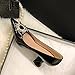 VOKLIN Women's Fashion Rhinestone Kitten Heels Dress Pumps Pointed Toe Slip On Wedding Party Pump Shoes Black