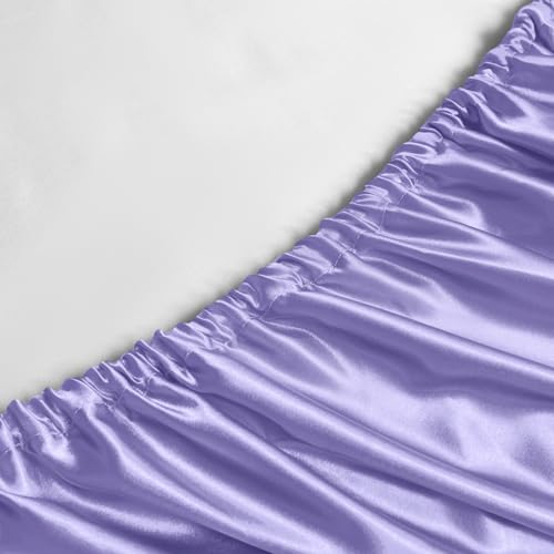 Drap en satin lavande infroissable pour lit double sans plis - 8