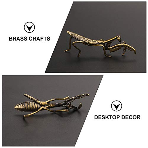Toddmomy 2Pcs Copper Praying Mantis Feng Shui Brass Statue Animal Insect Garden Sculpture Figurine For Art Graden Yard Tea Table Spring Easter Feastival Decor Collectible Gift Golden #TOP7
