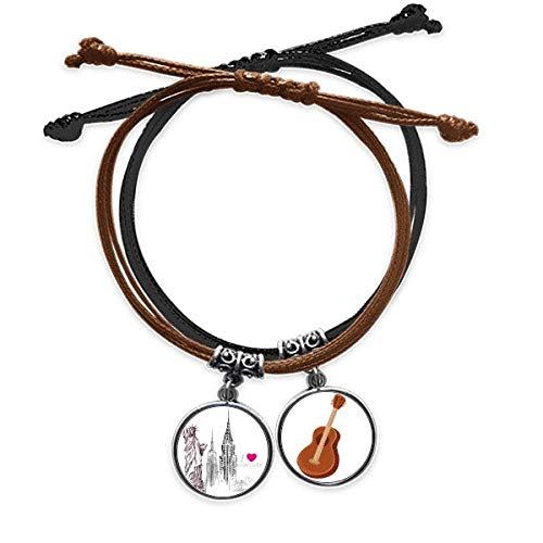 Pulsera de cuero resistente I Love New York ajustable para mano
